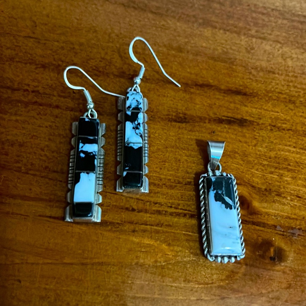 SOLD …White Buffalo Earrings with Pendant